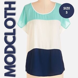 SOLD BOGO NWOT ModCloth/Pink Owl Thrice As Charming Colorblock Blouse Size S